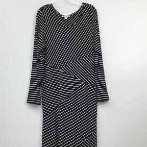 Motherhood Maternity Long Sleeve Abstract Striped Midi Dress Size XL GREAT